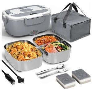 Electric Lunch Box Food Heater for Work, 80 W Food Warmer for Car Truck Travel